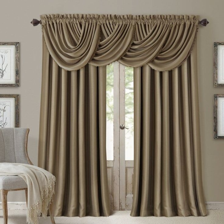 Elegant Taupe Draped Curtains for Large Windows