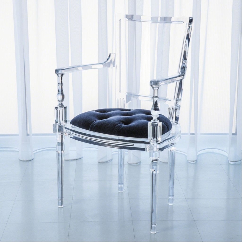 Elegant Transparent Lucite Chair with Black Cushion