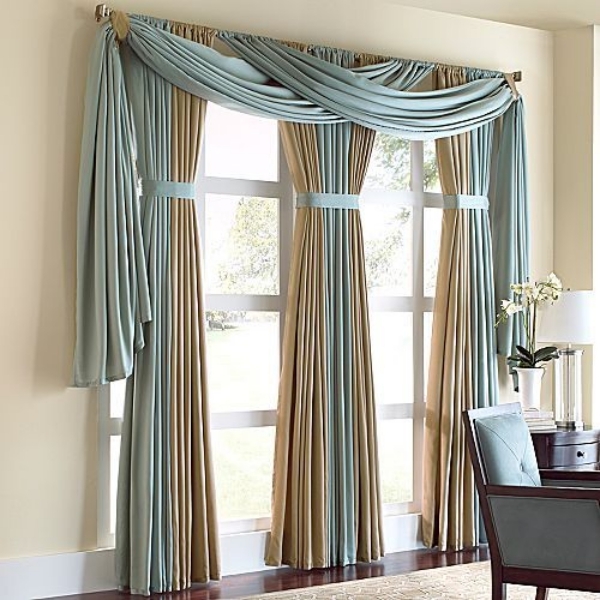 Elegant Two-Tone Drapery with Swag Valance