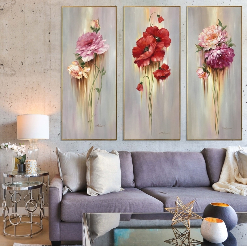 Elegant Vertical Abstract Floral Canvas Art Set