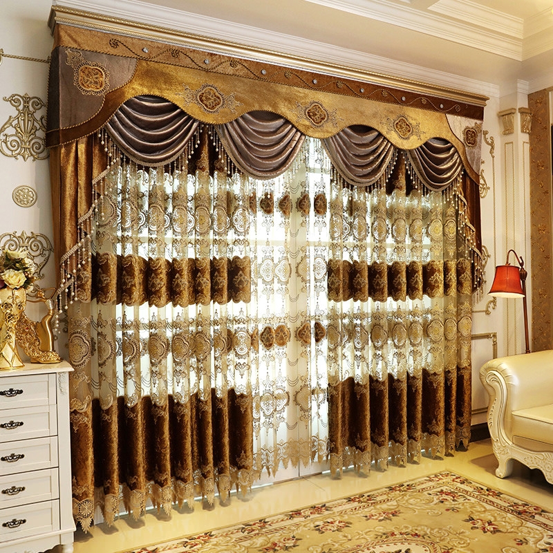 Elegant Vintage-Inspired Gold and Brown Curtains