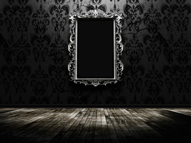Elegant Vintage Mirror on Dark Patterned Wallpaper