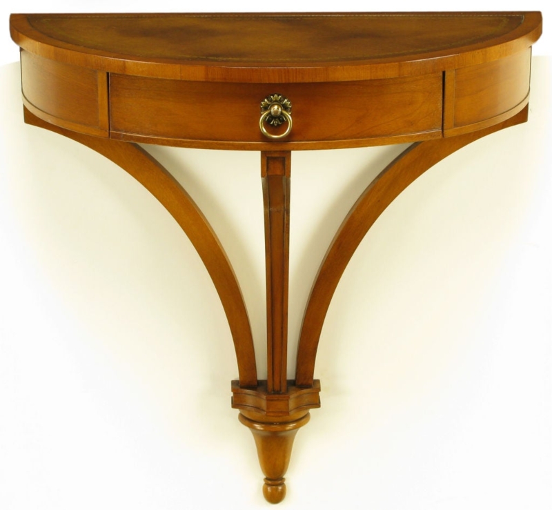 Elegant Walnut Demilune Wall-Mounted Console Table