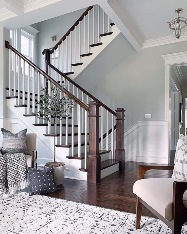 Elegant White and Wood Staircase Design