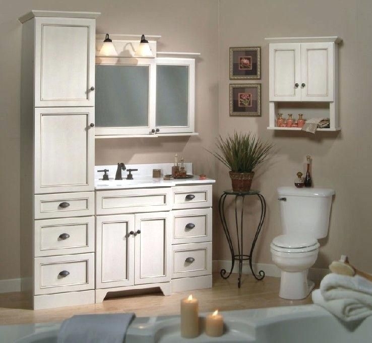 Elegant White Bathroom Vanities with Linen Towers