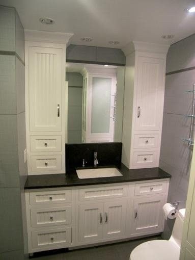 Elegant White Bathroom Vanity with Linen Storage