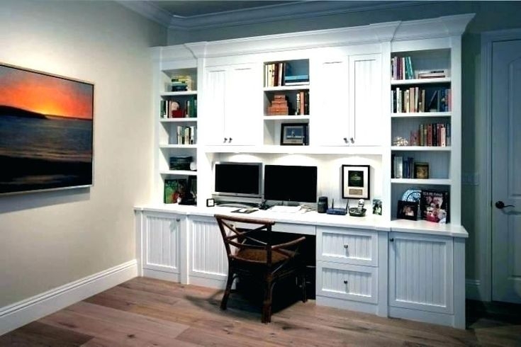 Elegant White Built-In Desk for Small Home Office