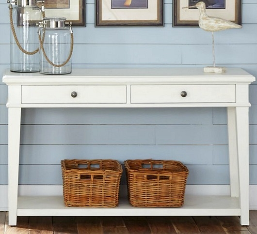 Elegant White Coastal Console Table with Storage