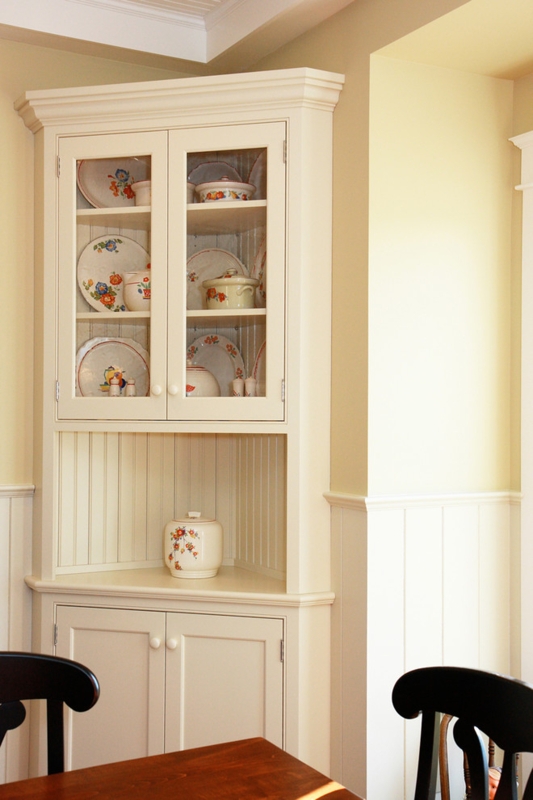 Elegant White Corner Hutch for Traditional Dining Room