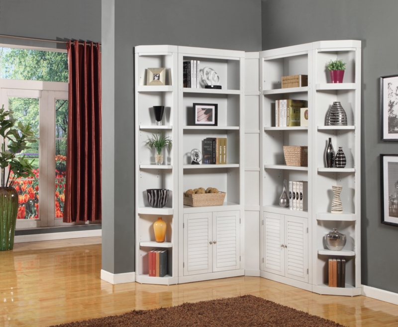 Elegant White Corner Unit Bookcase for Living Room
