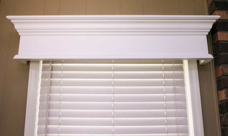 Elegant White Custom Wood Window Cornice Design