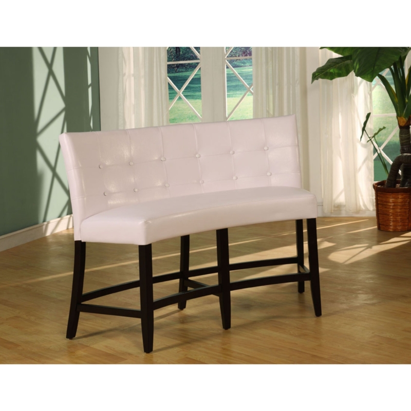 Elegant White Upholstered Curved Counter Height Bench