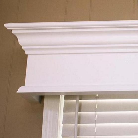 Elegant White Wood Valance Over Living Room Window