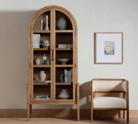 Elegant Wooden Arch Display Cabinet with Shelves