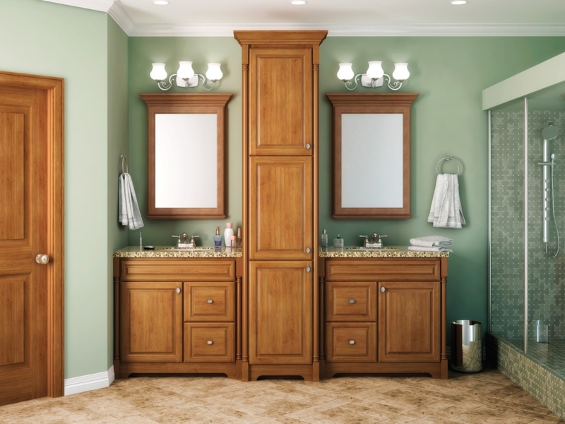 Elegant Wooden Bathroom Linen Tower Storage Ideas