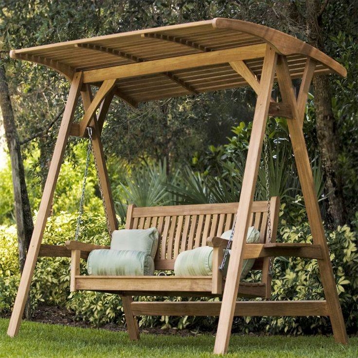 Elegant Wooden Patio Gazebo Swing with Canopy