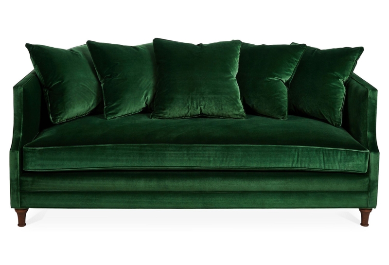 Emerald Green Velvet Dumont Sofa with Cushions