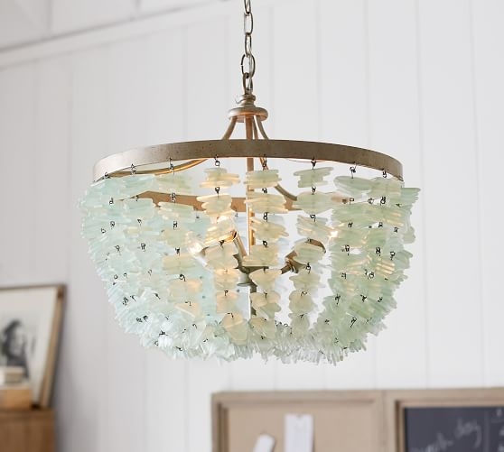 Enya Seaglass Chandelier with Coastal Charm