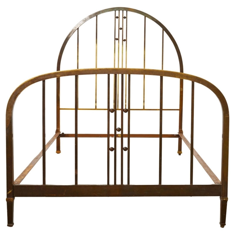 French Art Deco Patinated Brass Bed Frame