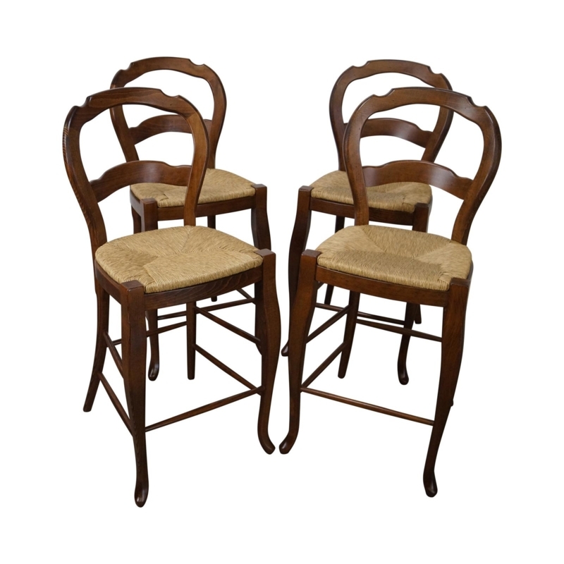 French Country Rush Seat Wooden Counter Stools