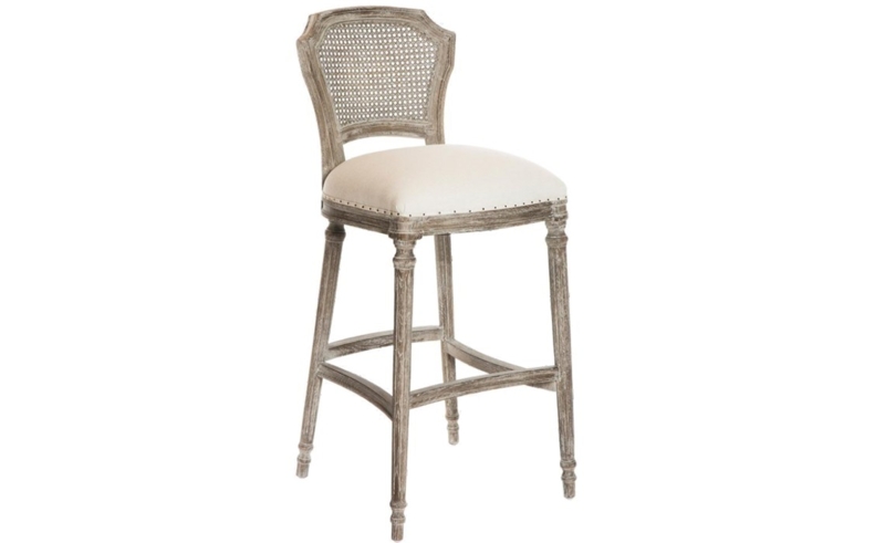 French Country Style Distressed Wood Bar Stool