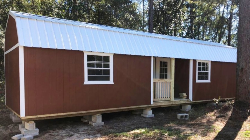 Fully Finished Shed Tiny House with Amazing Bathroom - YouTube