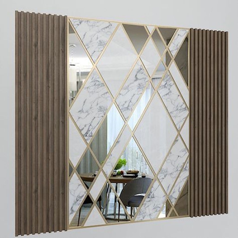 Geometric Marble and Mirror Wall Panels