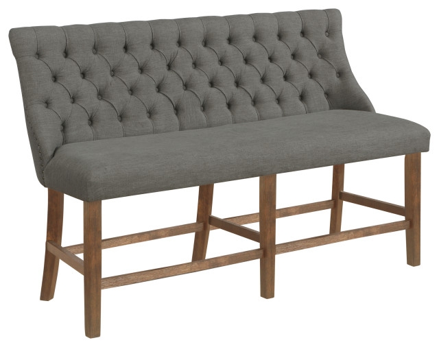 Gray Tufted Upholstered Counter Height Dining Bench