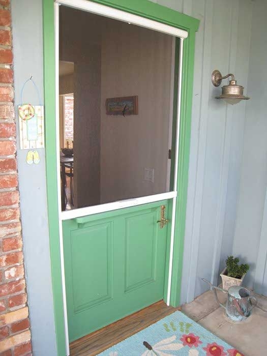 Green Dutch Door with Retractable Screen