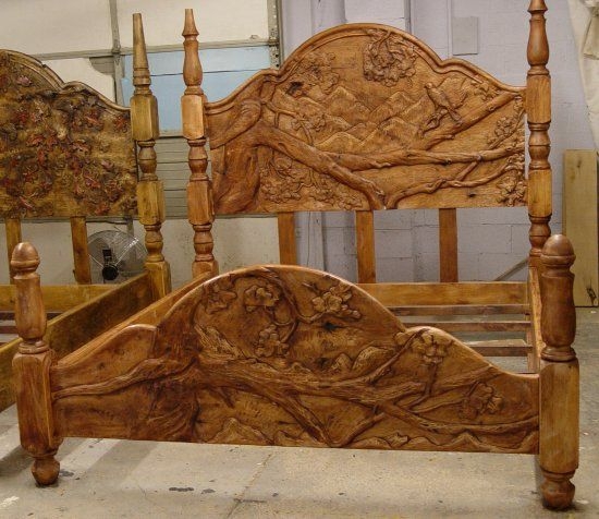 Hand Carved Wood Headboards and Footboards
