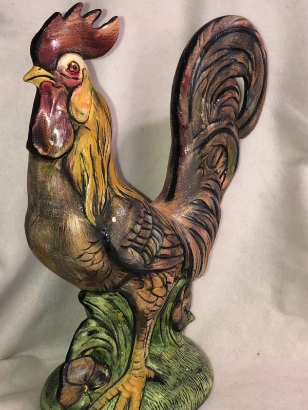 Hand-Painted Large Ceramic Rooster Statue