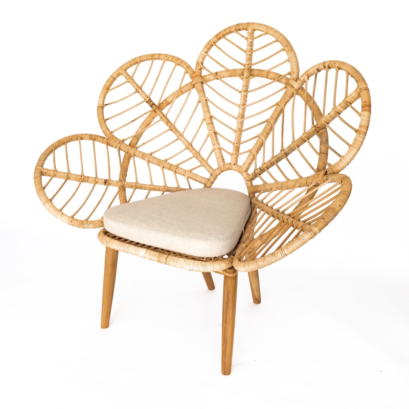 Handcrafted Rattan Daisy Petal Accent Chair