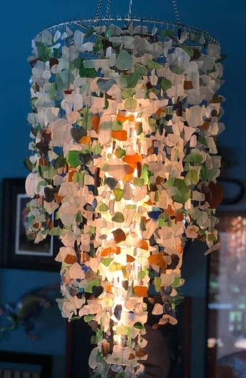 Handcrafted Sea Glass Chandelier Lighting Fixture
