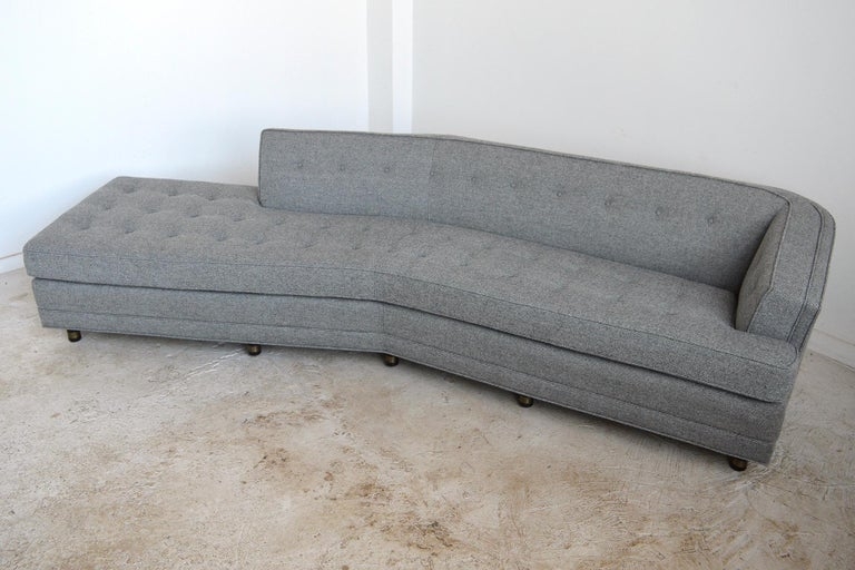 Harvey Probber Large Angled Gray One-Arm Sofa