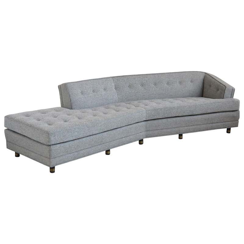 Harvey Probber Large Angled One-Arm Gray Sofa
