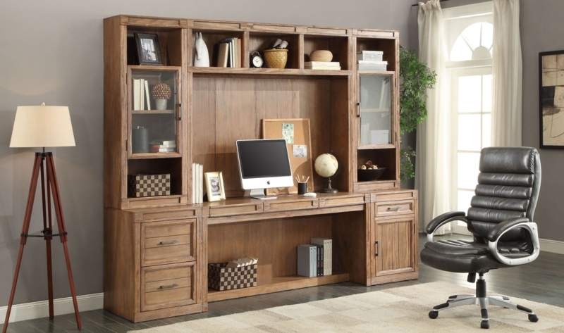 Hickory Creek Vintage Honey Wood Desk Wall Unit