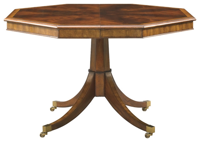 Hickory White Octagonal Transitional Wood Dining Table