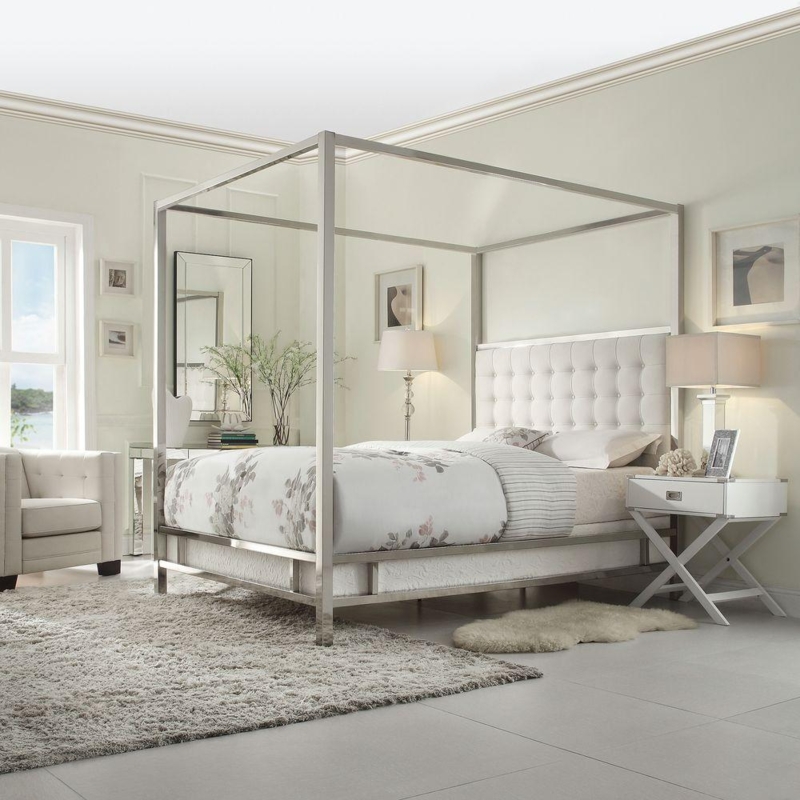 HomeSullivan Taraval White King Canopy Bed-40E739BK-1WLCPY - The Home Depot