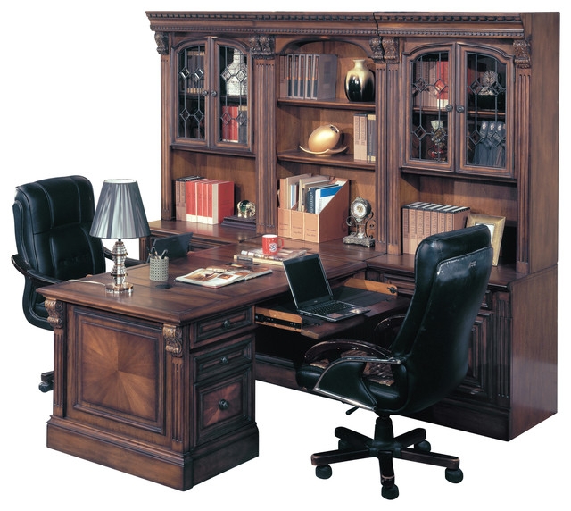 Huntington Office Peninsula Desk Wall Unit, 8-Piece - Traditional ...