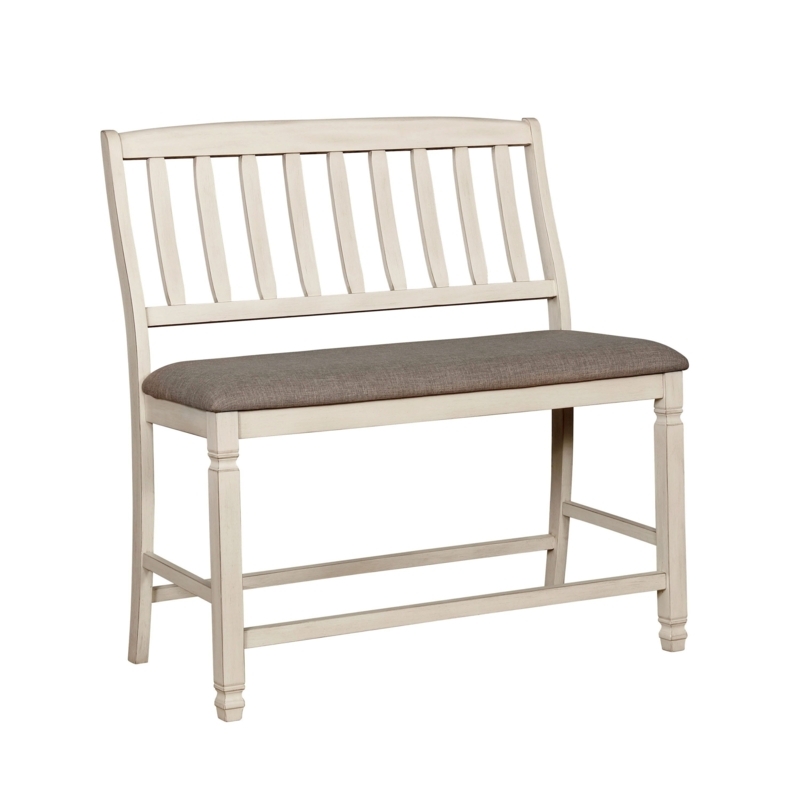 Hurley Transitional Antique White Counter Height Bench