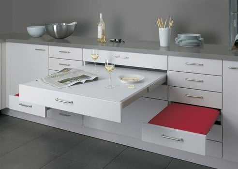 Innovative Kitchen Cabinet Pull-Out Table Ideas