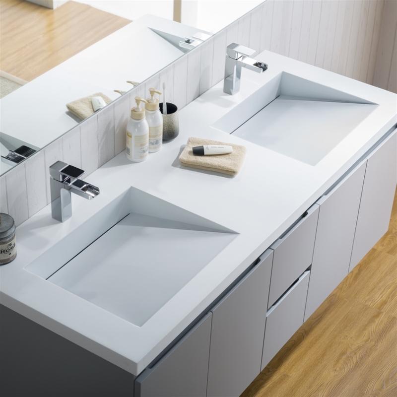 Inolav Adams 60'' Vanity with Infinity Sink | Floating Bathroom Vanity ...
