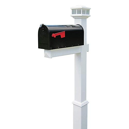 Install a White Mailbox Post with Solar Light for Enhanced Curb Appeal