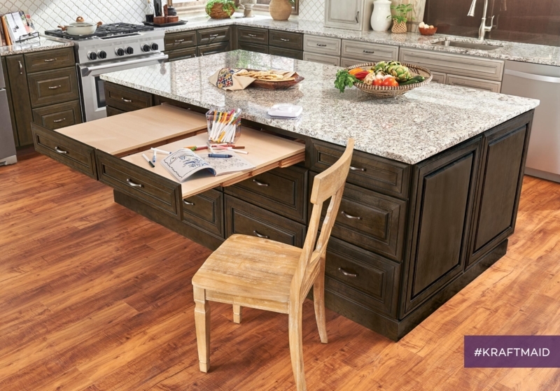 KraftMaid Pull-Out Table Maximizes Kitchen Space