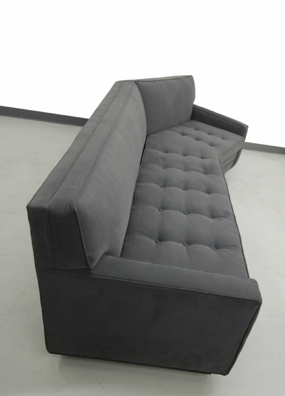 Large Angled Mid Century Modern Plinth Base Sofa