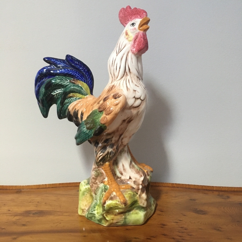Large Colorful Ceramic Rooster Figurine Decor