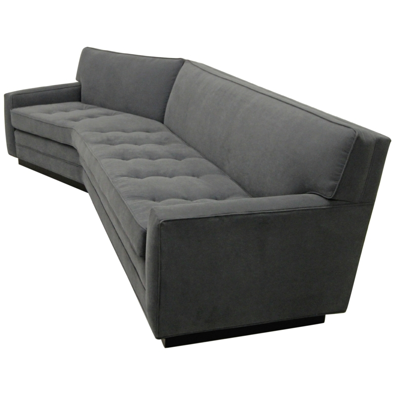 Large Mid Century Gray Angled Plinth Sofa