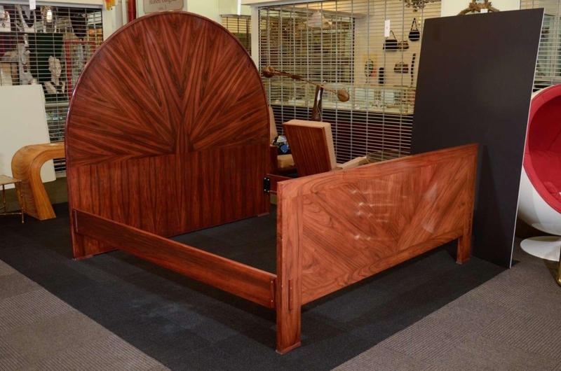 Large Rosewood Art Deco Style Bed Frame