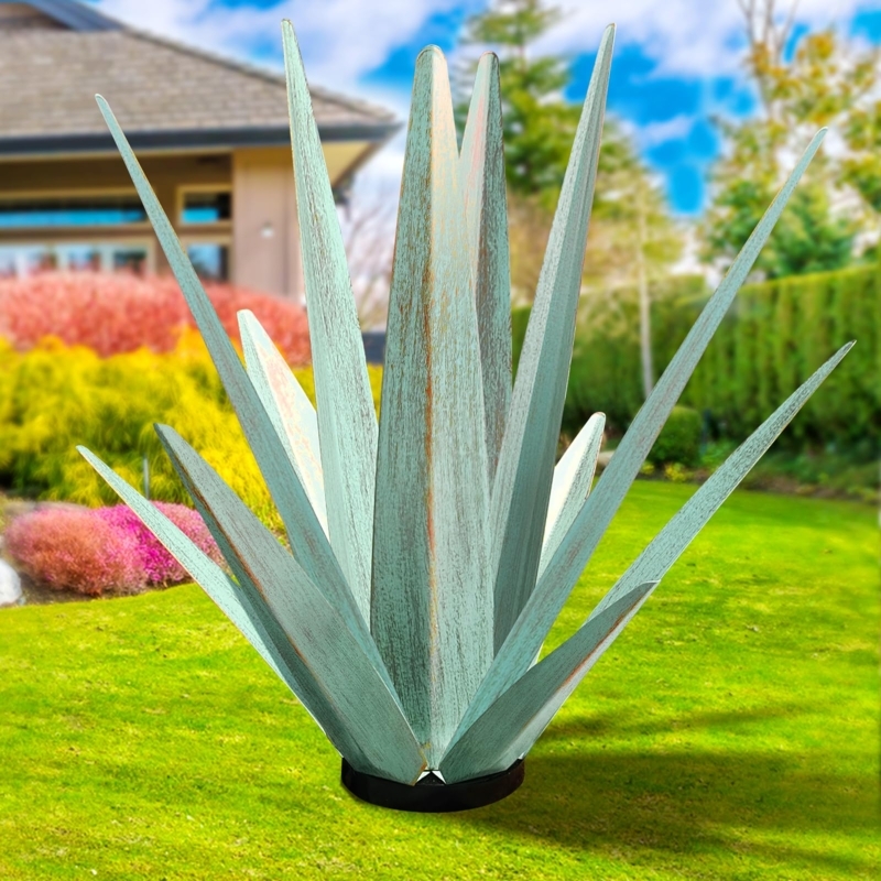 Large Rustic Metal Agave Sculpture for Outdoor Decor