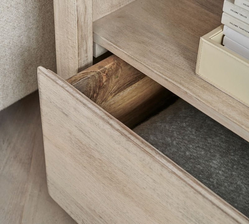 Light Wood Cayman Nightstand with Storage Drawer